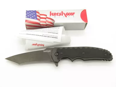 '07 Kershaw RJ Martin 1730TBLK Black Tanto Groove Linerlock Folding Pocket Knife
