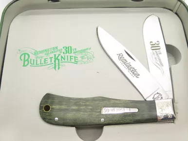 '12 Remington UMC USA R1128 Trapper Bullet Folding Hunter Knife 30th Limited Tin