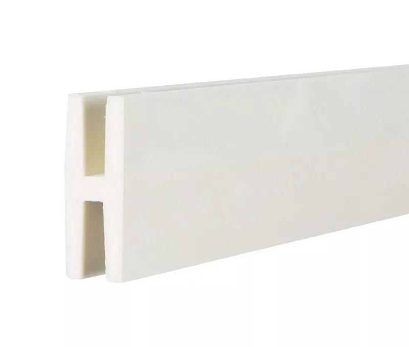 2-1/8 In W X 95-1/2 In L X 3/4 D White Vinyl H-divider Panel