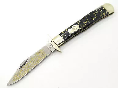 '97 Fight'n Rooster Frank Buster Steel Magnolias Cheetah Swing Guard Knife