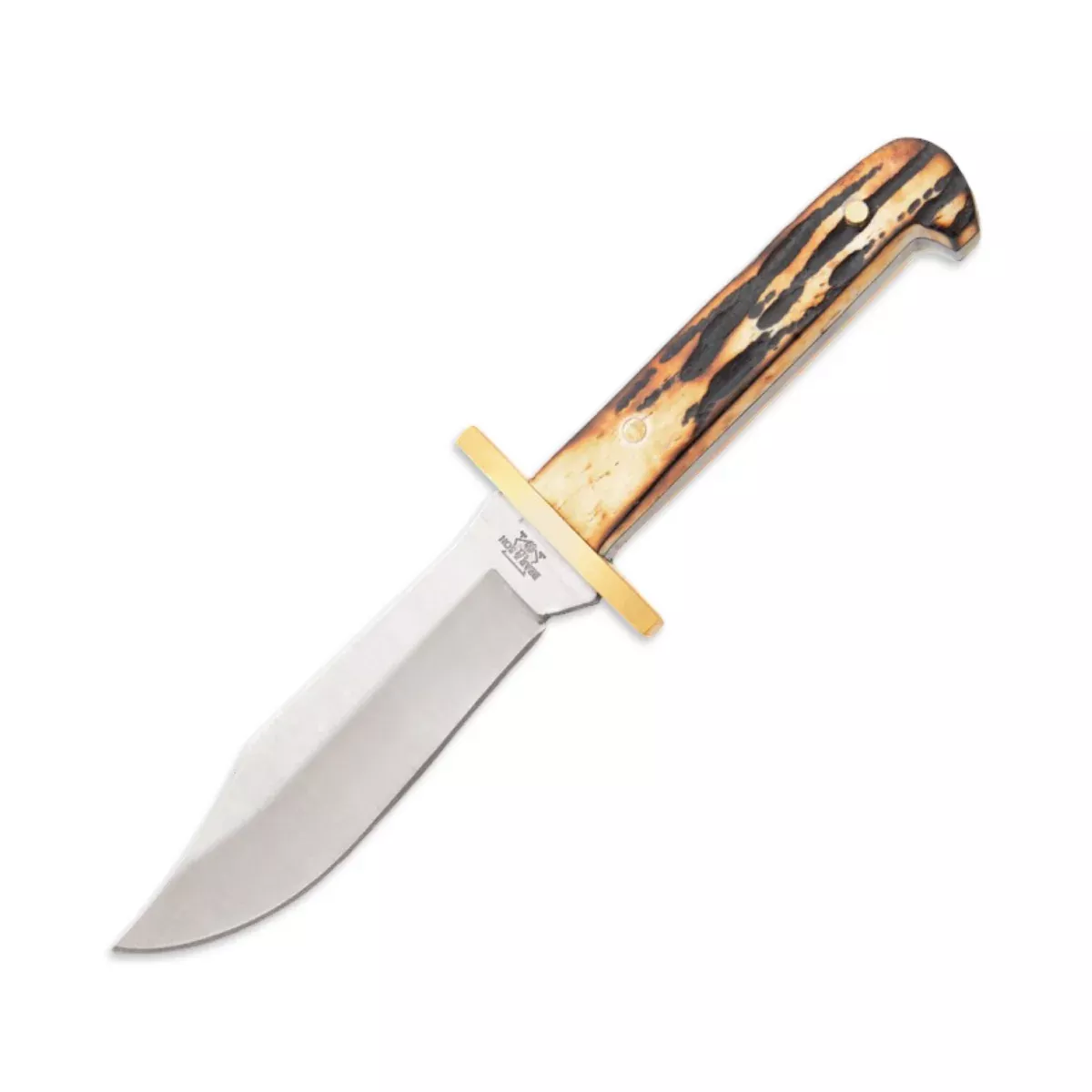 Bear & Son 500 1/2 - 6.5 Genuine India Stag Bone Baby Bowie w/ Leather Sheath