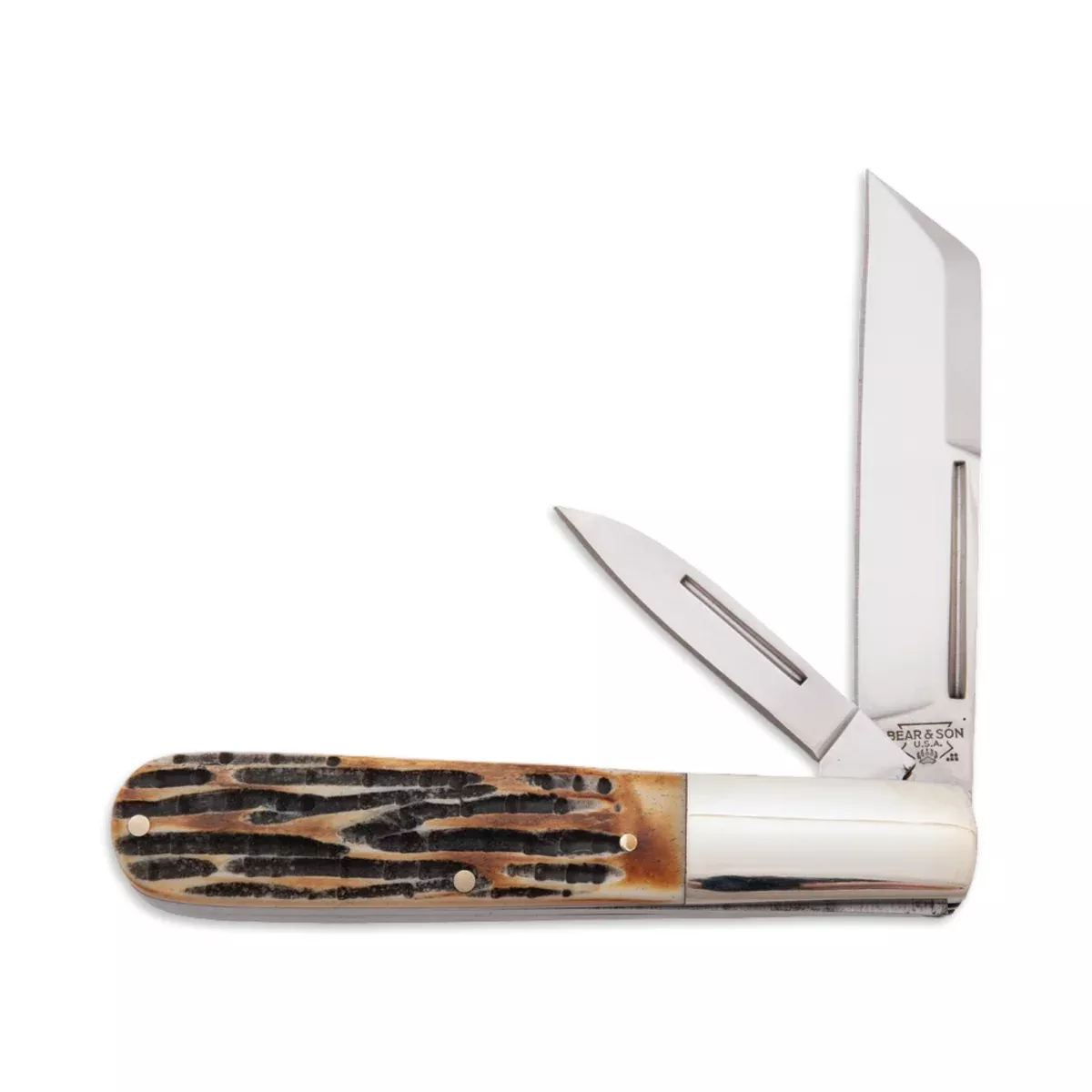 Bear & Son 5280 - Genuine India Stag Bone Large Sheepfoot 2-Blade Barlow