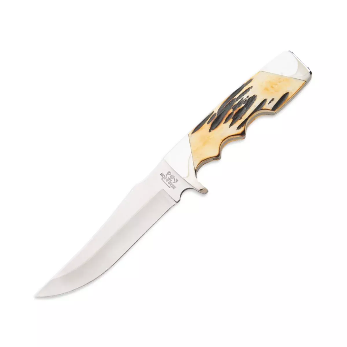 Bear & Son 577 - Genuine India Stag Bone Finger Groove Skinner w/ Leather Sheath