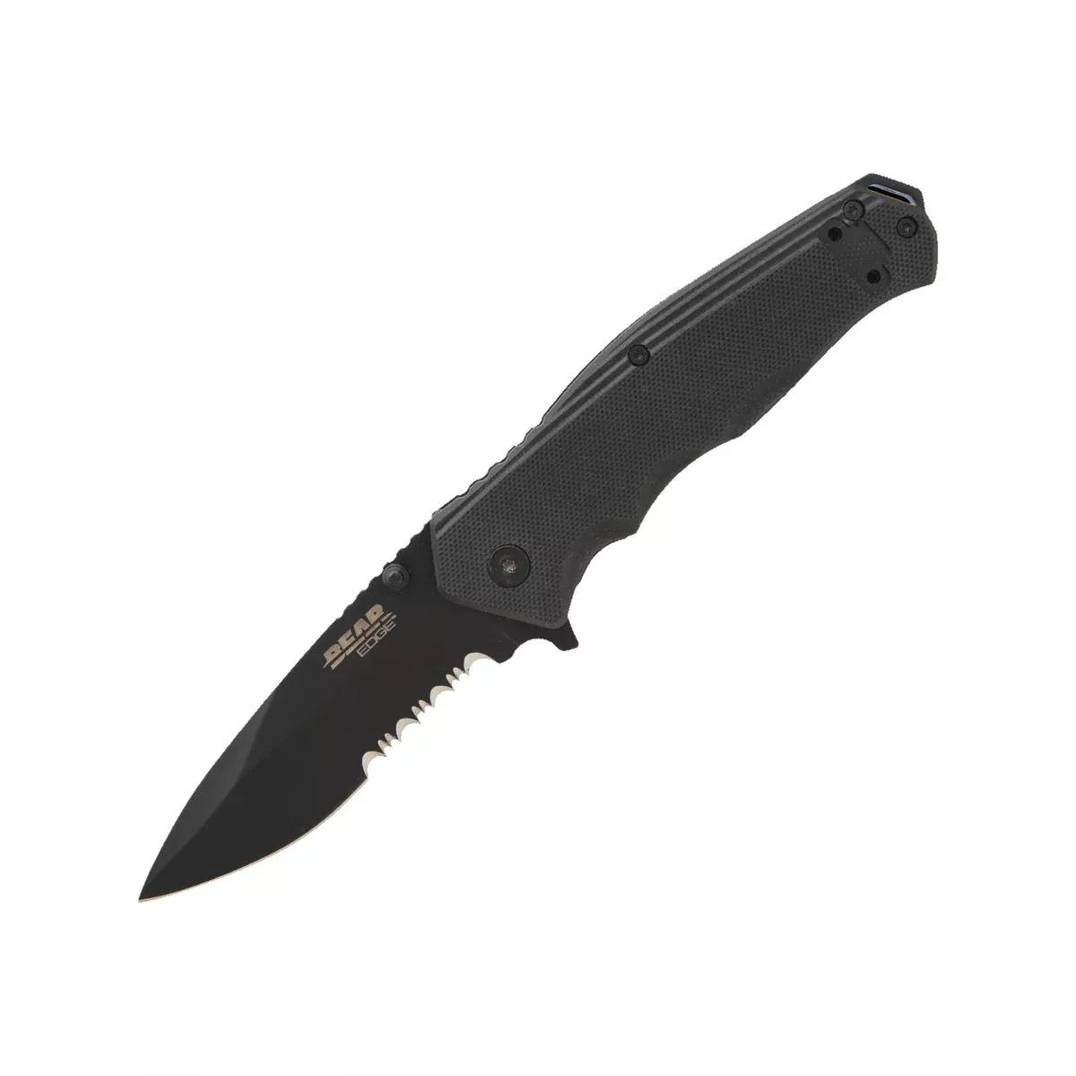 Bear & Son Black G10 Sideliner w/ Trigger and Ball Bearing Serrated