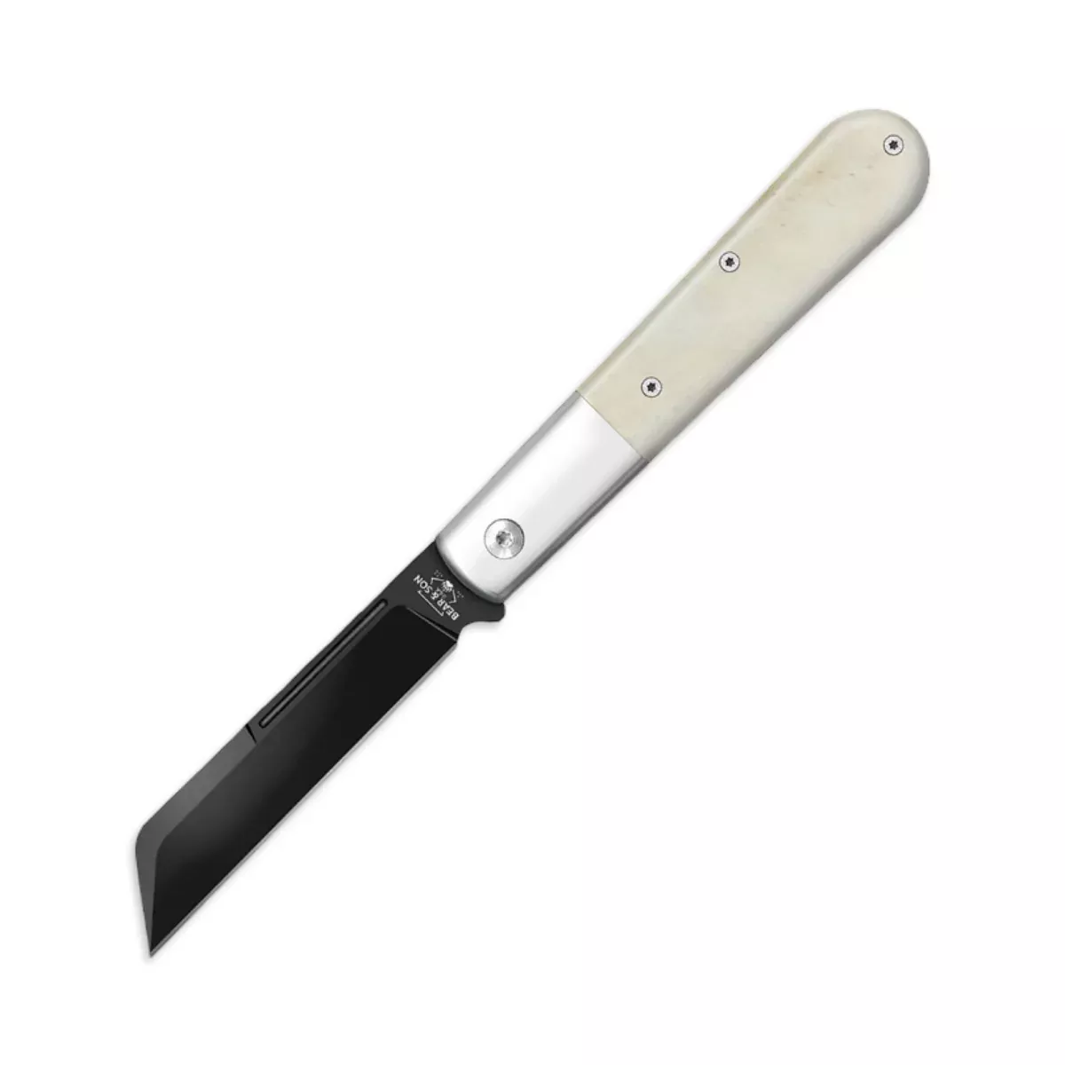 Bear & Son MWSB180 - Modern Smooth White Bone Sheepfoot w/ Black DLC Blade