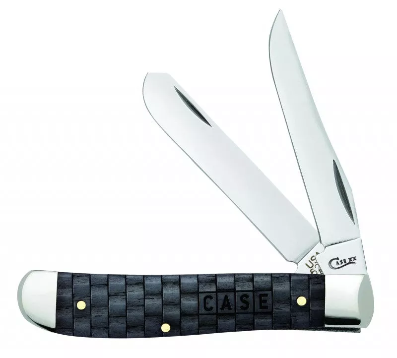 Case Mini Trapper - Basket Weave Handle - Natural Bone Handle - Charcoal Color Wash - 15505