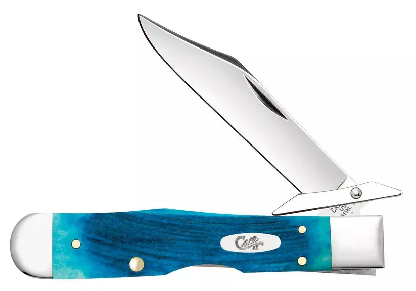 Case XX Cheetah Cub - Sawcut Caribbean Blue Bone Jig - Tru-Sharp Steel - 25578