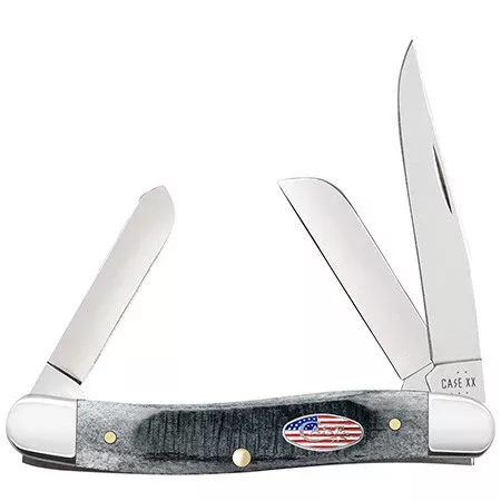 Case XX Medium Stockman - Gray Bone Sawcut Jig - Stars & Stripes - Tru-Sharp Steel - 53061