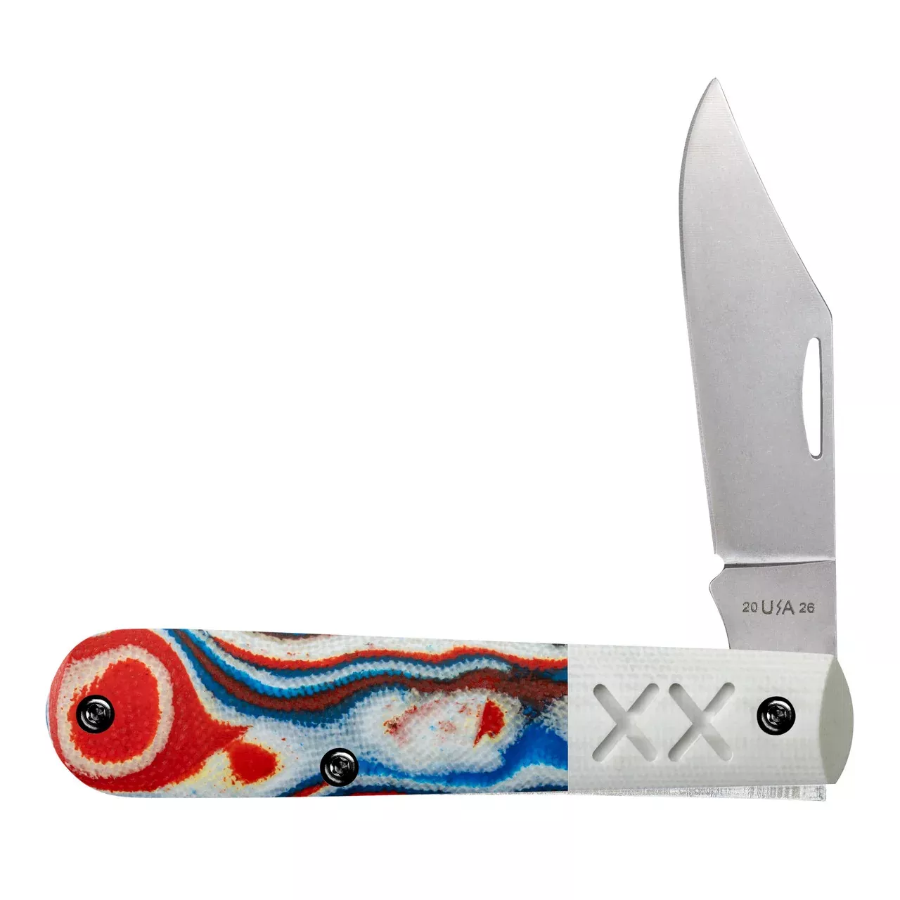 Case XX XR - Red/White/Blue Burl G-10 Handles - S35VN Blade - CA53164