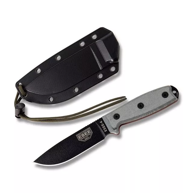 ESEE 4P B - Black Micarta Handles - 1095 Blade - ESEE-4P-B