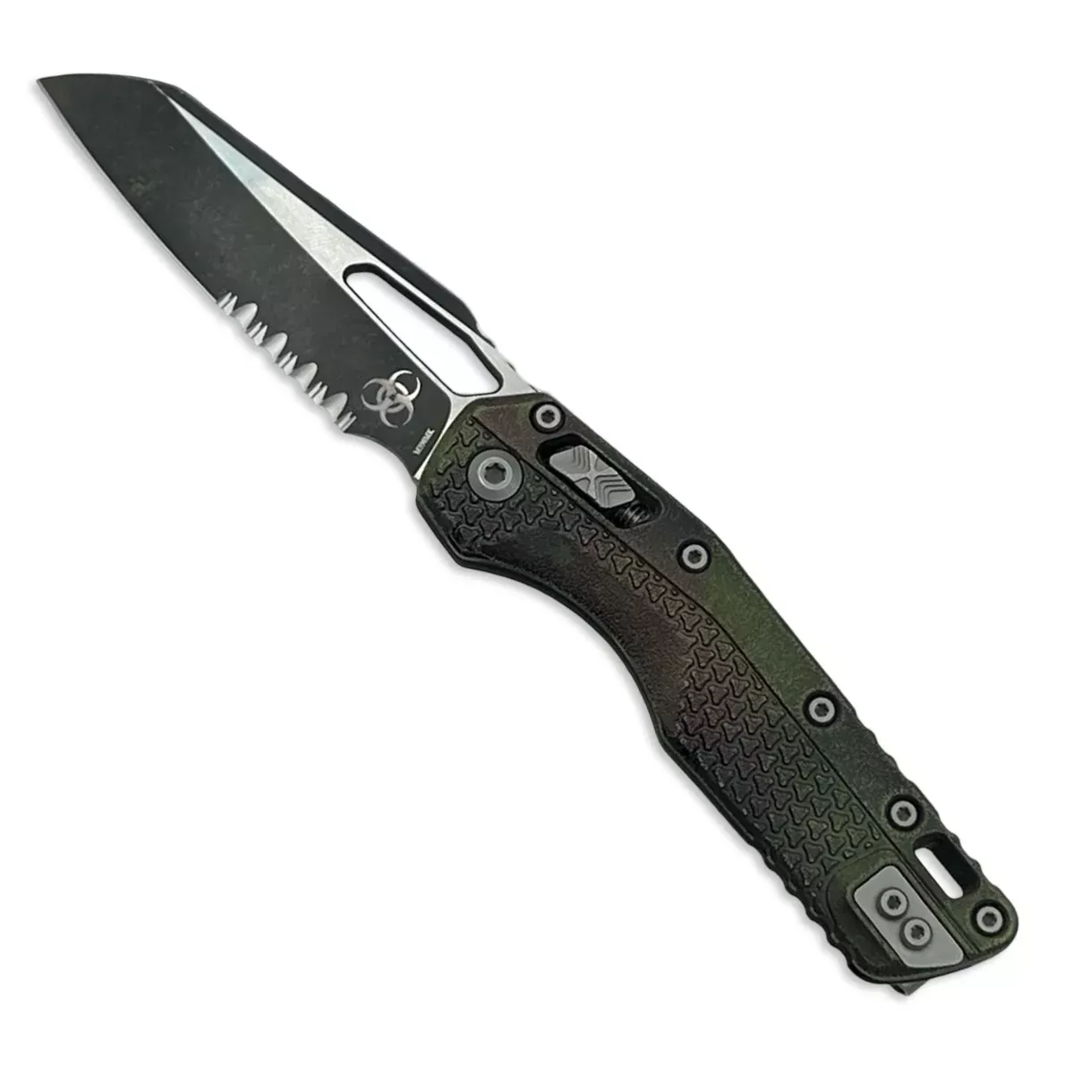 Microtech 210T-2PMOBS - MSI S/E Tri-Grip Outbreak Signature Series Polymer Partial Serrated