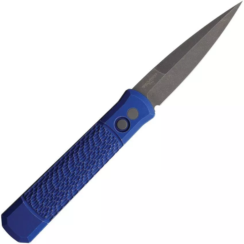 Pro-Tech 926LHABW - Auto Godfather Blue Battleworn Jigged Aluminum
