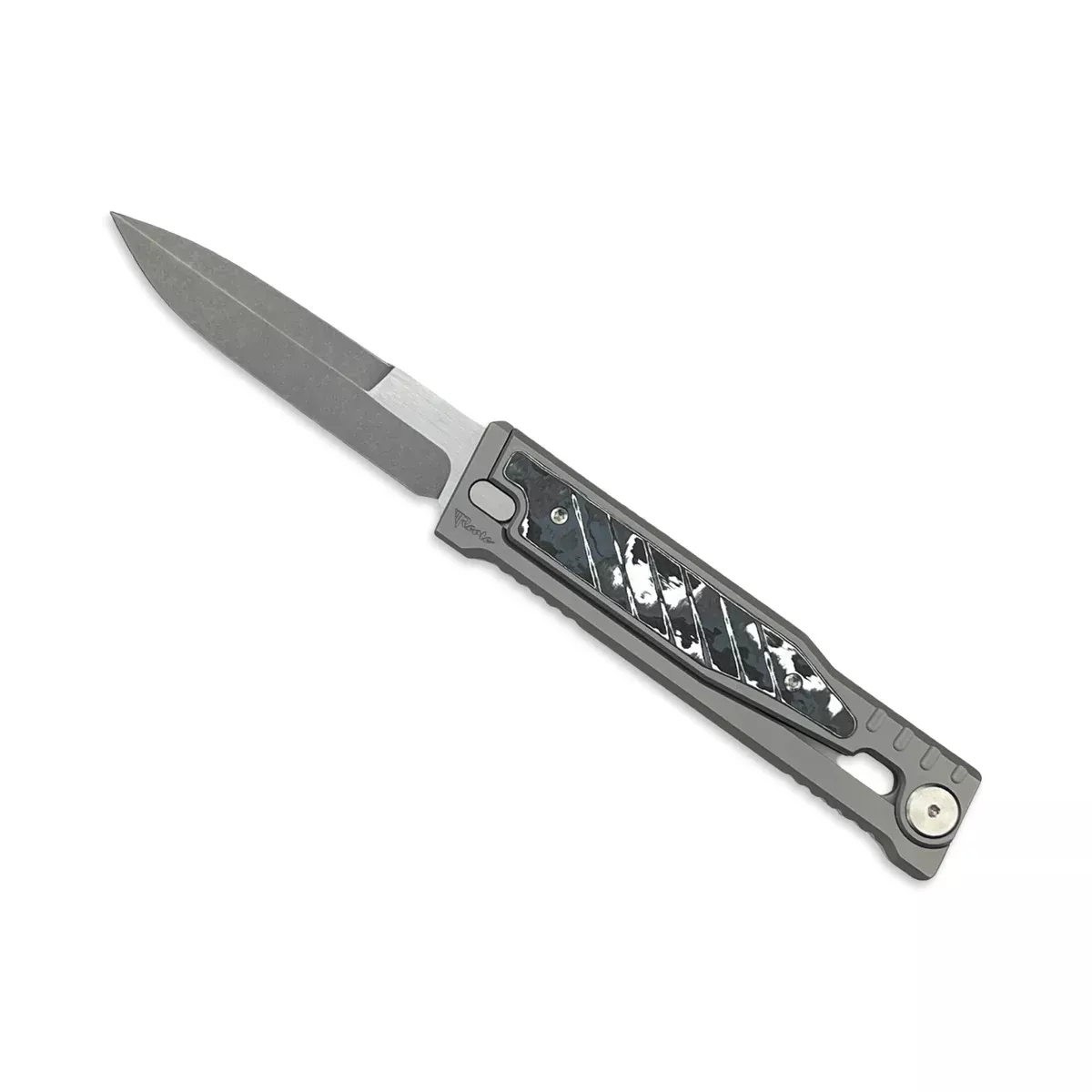 Reate EXO White Storm 6AL4V Titanium Bead Blast 3V Satin Finish Double Edge Gravity Knife