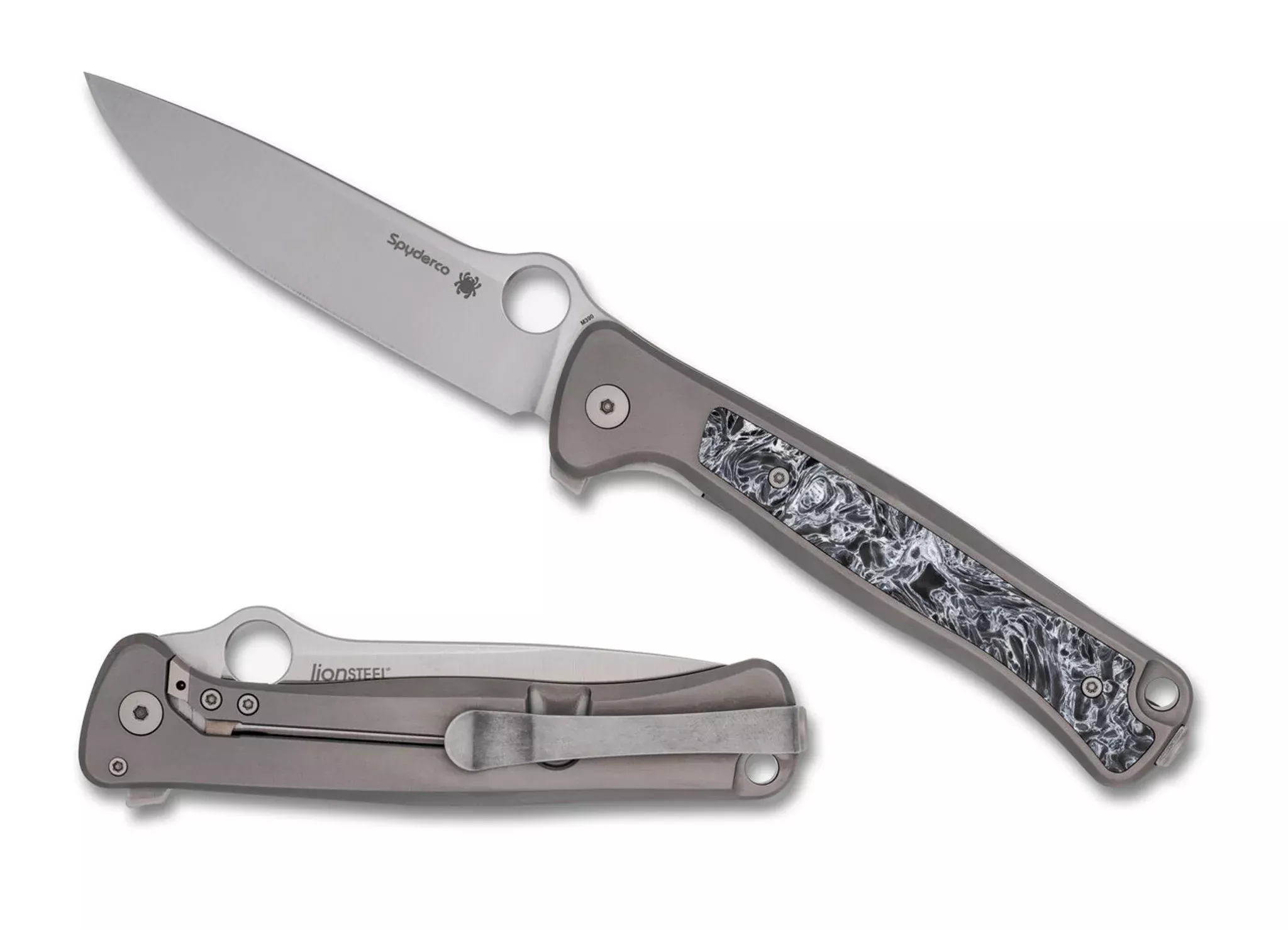 Spyderco Slym - Titanium & Dark Matter Polar Fat Carbon Fiber inlay - M390 - C271TIP