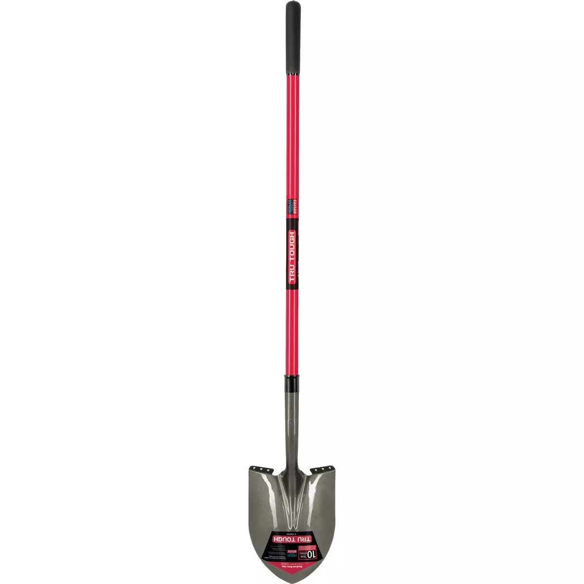 Tru Tough 47 Inch Fiberglass Handle Round Point Shovel With Ergonomic Grip