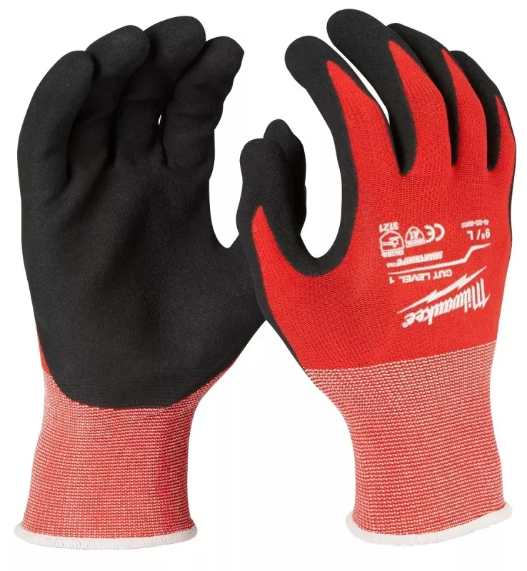Unisex Xl Nitrile Coated Cut Level 1 Work Gloves - Red & Black