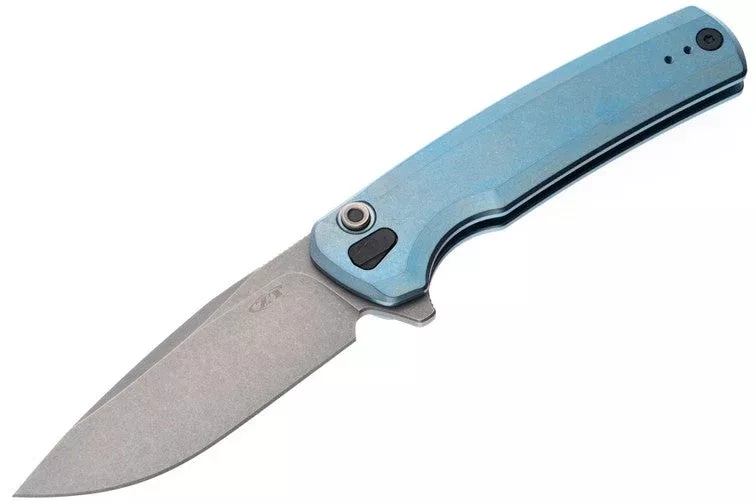 Zero Tolerance Button Lock Flipper - Sprint Run - Blue Titanium - Stonewashed S90V Blade - 0044BLU